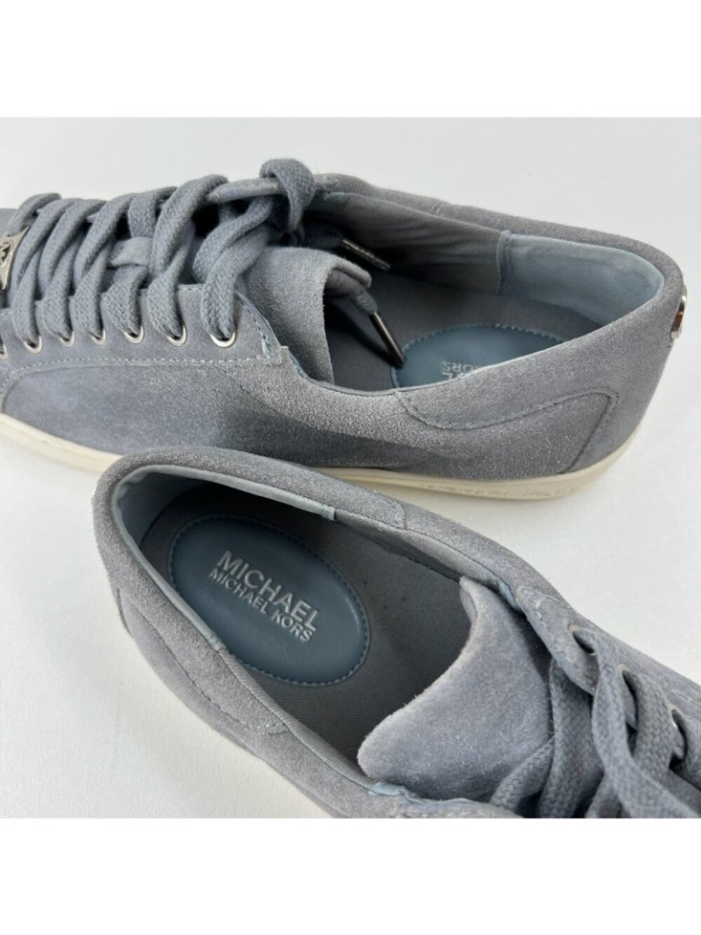 Michael Kors Keaton Suede Low Top Sneakers Womens 10 Lace Up Comfort Casual Gray - Picture 10 of 13